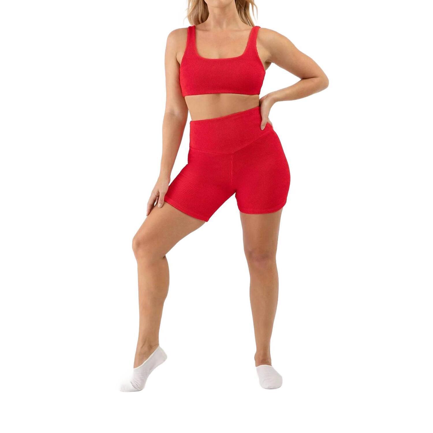 New Bloch Women's High Waisted 5” Biker Shorts In Crimson